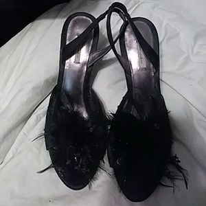 Max studio feather boudoir peeptoe heels 6